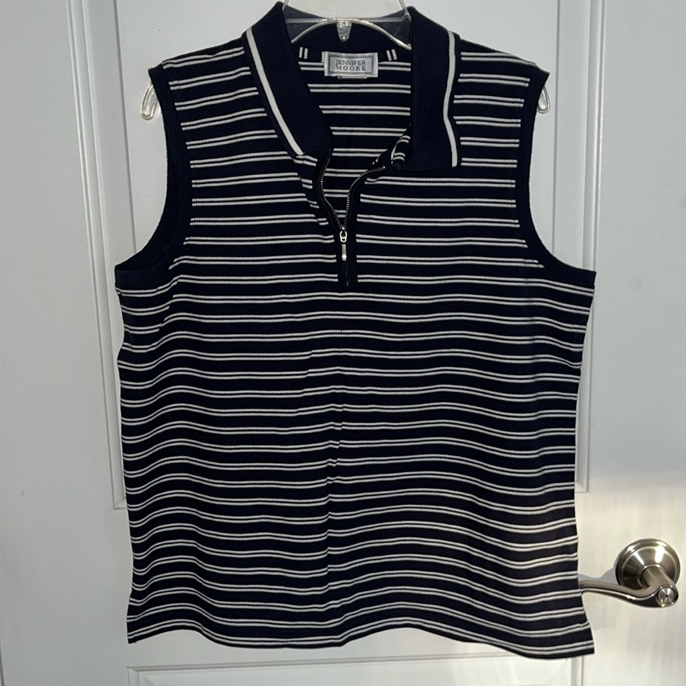Jennifer Moore sleeveless zipper neckline collared shirt size large